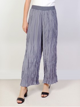 Solid Color Wide-Leg Full-length Pants